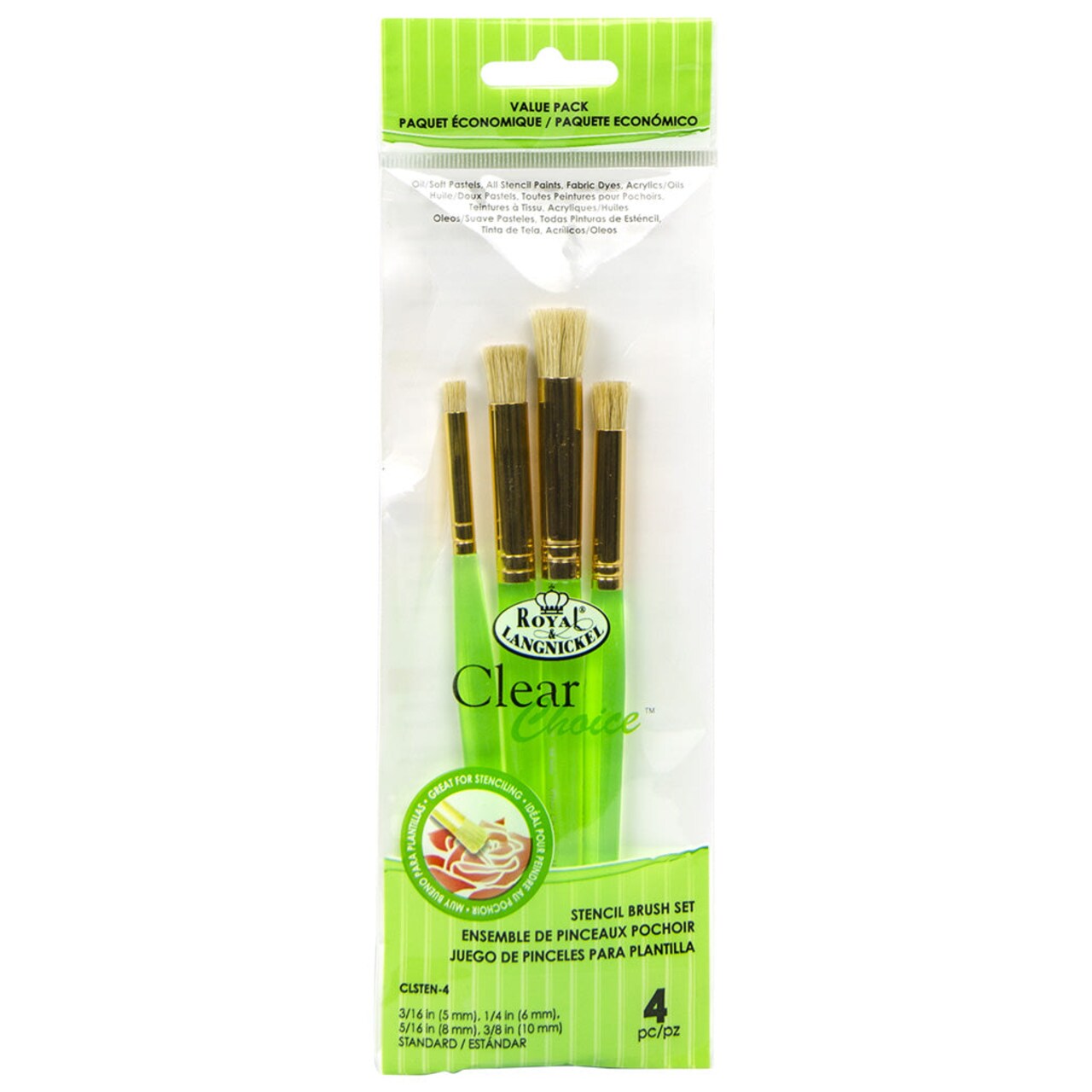 CLSTEN-4 | Clear Choice™ 4pc Standard Stencil Brush Set